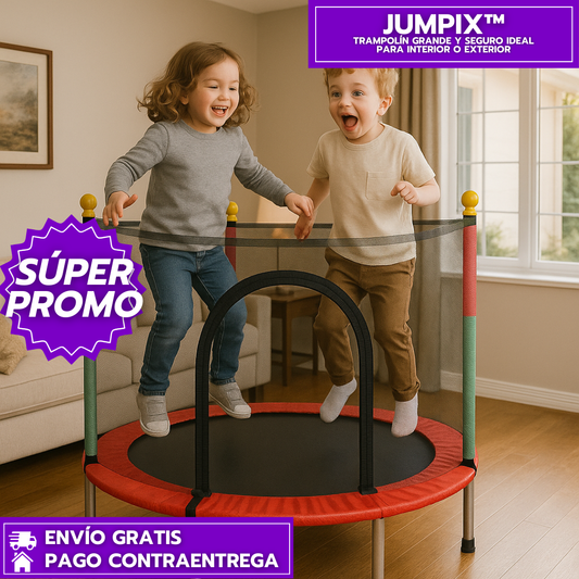 Jumpix™: Trampolín Grande y Seguro Ideal para Interior o Exterior